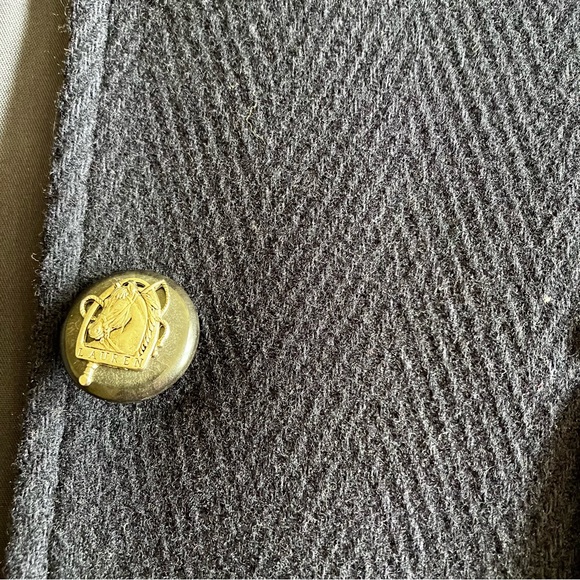 EUC VTG Ralph Lauren navy wool mix herringbone equestrian jacket - Picture 7 of 11